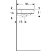 раковина в ванную подвесная/накладная geberit smyle square 45 см 500.222.01.1