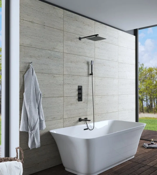 душевой комплект timo petruma sx-5049/03sm с термостатом, черный