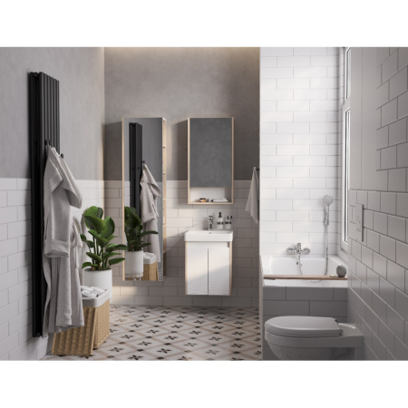 тумба белый глянец/дуб верона 38 см акватон сканди doors 1a278701sdb20