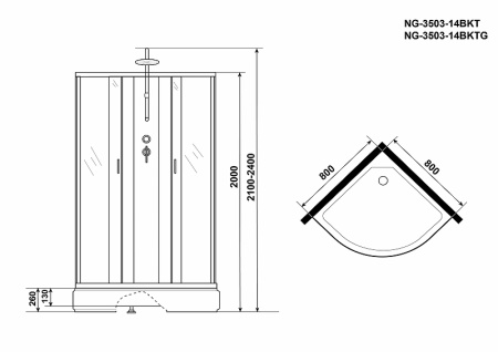 душевая кабина niagara classic 80x80 ng-3503-14bktg с гидромассажем