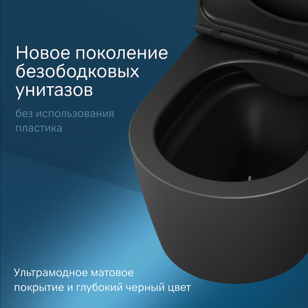унитаз am.pm func c8f1701mbsc подвесной, безободковый, с сиденьем микролифт, матовый черный