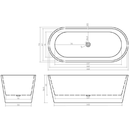 акриловая ванна cerutti spa resia 168x73 7388 белая