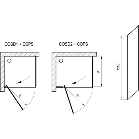Душевая стенка Ravak Cool COPS-90 X9VV70300Z1 профиль Черный стекло Transparent