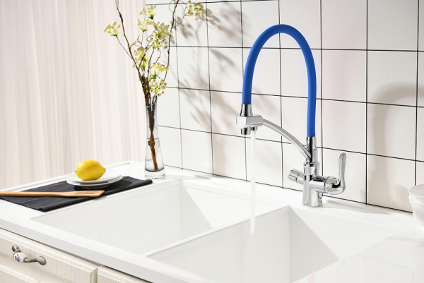 смеситель для кухни lemark comfort lm3070c-blue хром синий