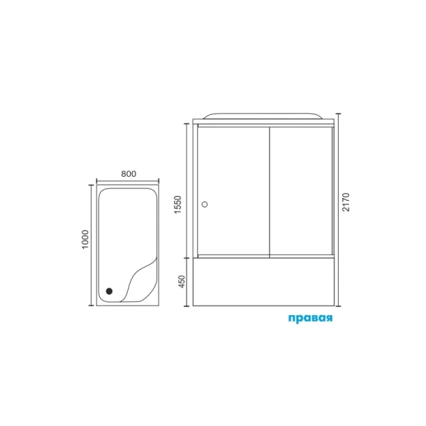 душевая кабина royal bath bp 100х80 rb8100bp3-wc-r с гидромассажем