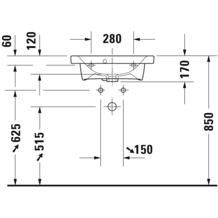 раковина подвесная duravit durastyle 55 см 22337550000