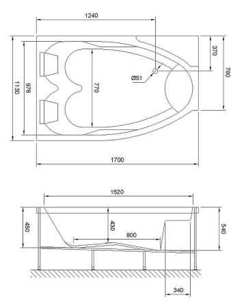акриловая ванна royal bath shakespeare 170x110 rb652100sb-r без гидромассажа