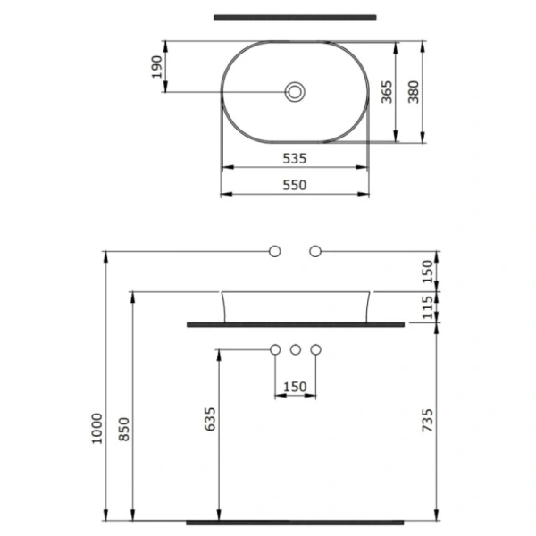 раковина 55x38 см berges ego sl 181612