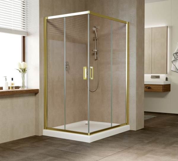 душевой уголок vegas glass za-f 110*90 09 05 профиль золото, стекло, стекло бронза