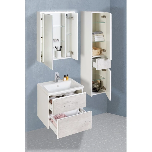 пенал roca ronda zru9303006 подвесной r, бетон/белый матовый