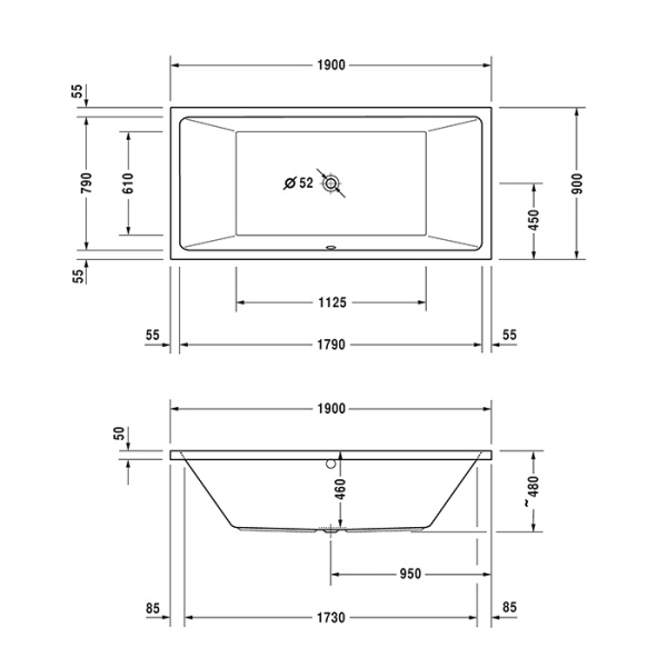 ванна duravit vero air 760414000as0000 акриловая, на каркасе, air-system, 190x90 см, белый