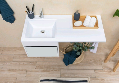 тумба с раковиной aquanet токио 110 l 239208 подвесная белая