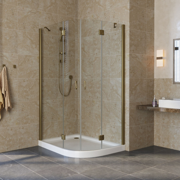 душевой уголок vegas glass afs-fux 120*80 05 01 профиль бронза, стекло прозрачное