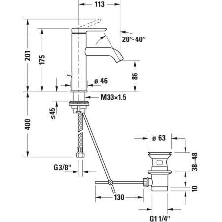 смеситель для раковины duravit c.1 c11020001010