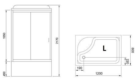 душевая кабина royal bath 120x80 rb8120bp5-wc-l без гидромассажа