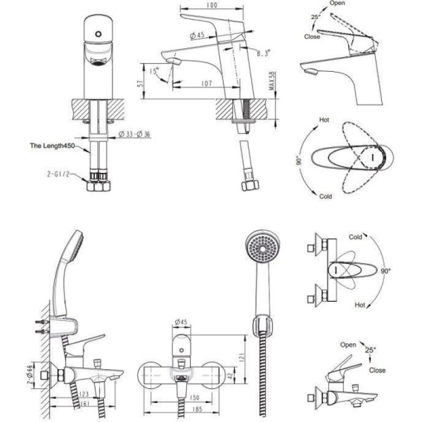 комплект смесителей bravat drop-d f00312c 3 в 1