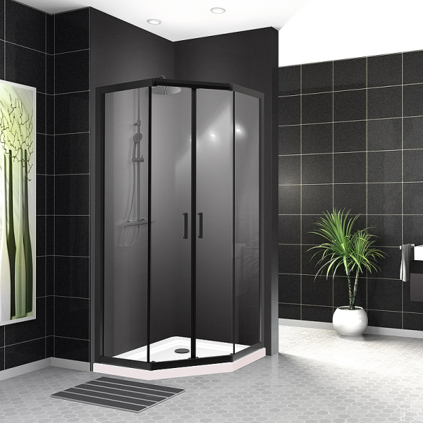душевой уголок belbagno uno 90×90 uno-195-p-2-90-c-nero профиль черный матовый, стекло прозрачное