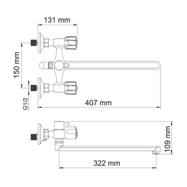 смеситель для ванны с душем wasserkraft amper 2902l универсальный, цвет хром