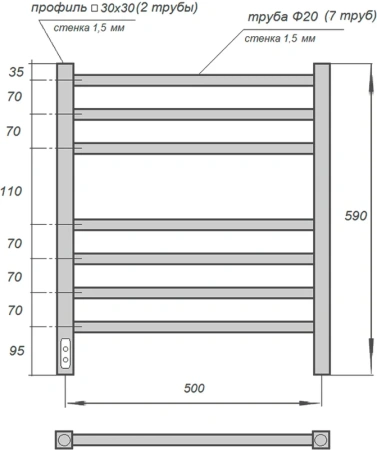 полотенцесушитель point веста pn70756w электрический, 50x60 см, белый
