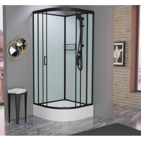 душевая кабина 100x100x215 см frank f400/1 м black 20065 текстурное стекло