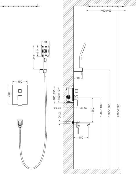 душевой комплект timo selene sx-2039/00sm с внутренней частью цвет хром