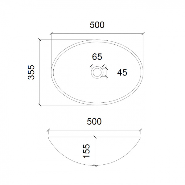 раковина 50x35.5 см abber glas ak2303