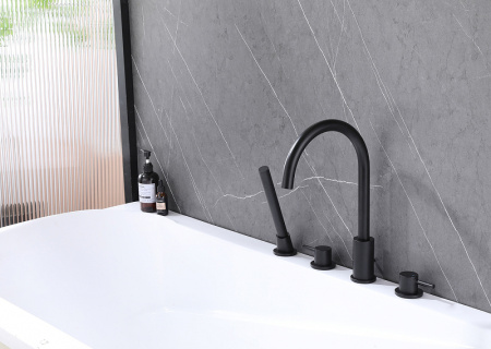 смеситель на борт ванны abber wasser kreis af8113b, черный матовый