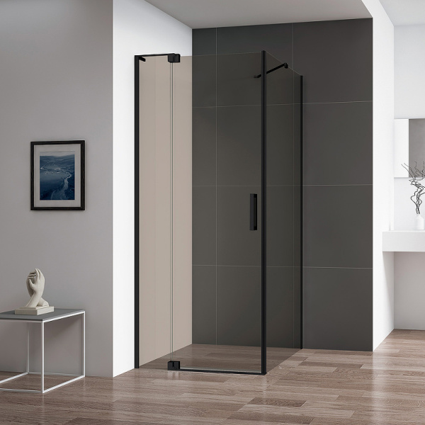 душевой уголок cezares slider 100x100 slider-ah-1-100-90/100-br-nero профиль черный матовый стекло бронзовое