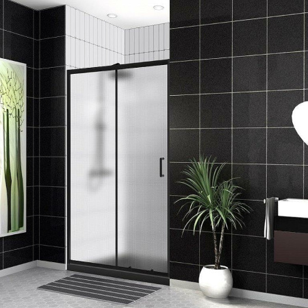 душевая дверь belbagno uno 120 uno-195-bf-1-120-p-nero профиль черный матовый, стекло рифленое