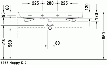 раковина полувстраиваемая duravit happy d.2 2318120027