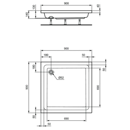 душевой поддон ideal standard hotline 90×90 k276501 евробелый