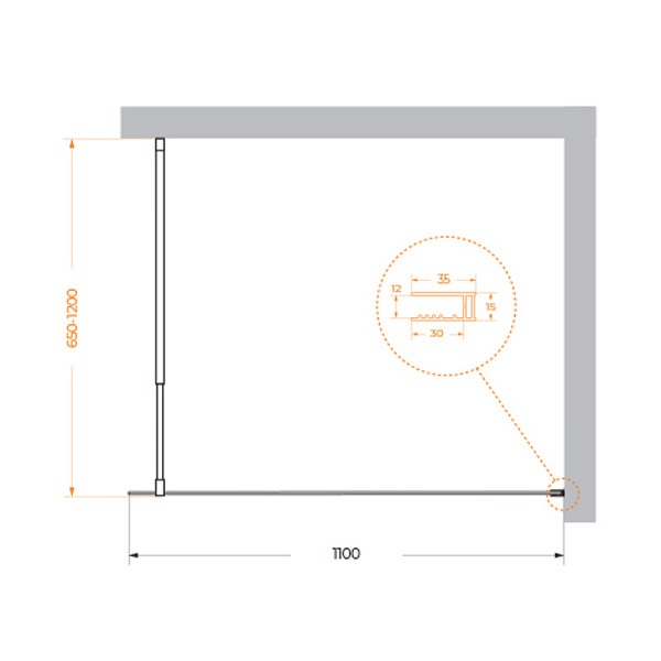 душевая перегородка belbagno kraft 110 kraft-l-1-110-c-cr профиль хром стекло прозрачное