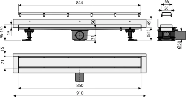 душевой лоток alcaplast apz23-double9-850 хром