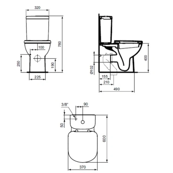 унитаз приставной ideal standard tempo t328101 без бачка и сиденья