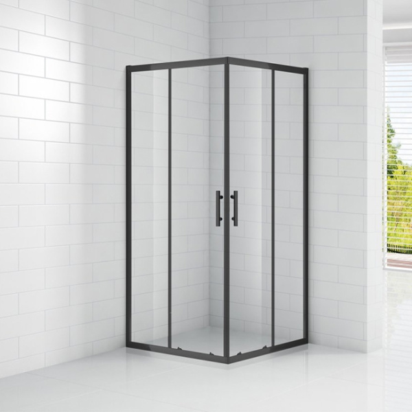 душевой уголок cezares eco 90x90 eco-o-a-2 профиль черный стекло прозрачное