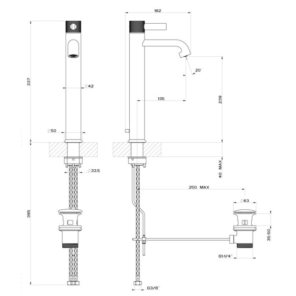 смеситель gessi inciso 58003#149 для раковины