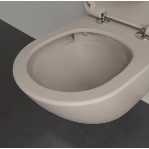 унитаз подвесной villeroy&boch antao 4674t0am без сиденья, безободковый, ceramicplus, twistflush, цвет almond ( миндаль)