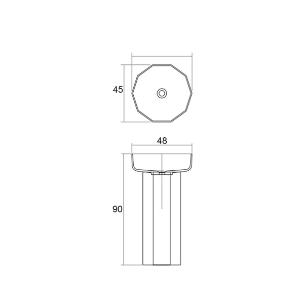 раковина dea design pedestal basin dd2025 480 r3 напольная, без отв., glasstech, прозрачная смола, 48х45.6х90см., emerald r3