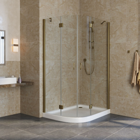 душевой уголок vegas glass afs-fux 120*80 05 01 профиль бронза, стекло прозрачное