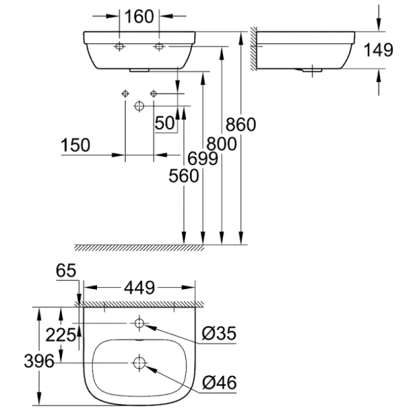 раковина 44,9x39,6 см grohe euro ceramic 39324000