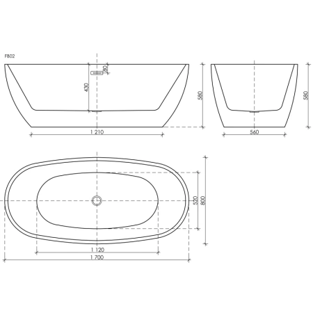 акриловая ванна sancos flo 170x80 fb02 без гидромассажа