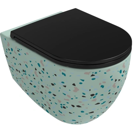 Унитаз подвесной Isvea Infinity Terrazzo 10NF02001SV-2T-TRZ безободковый, мятный матовый