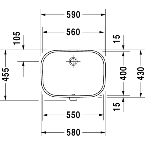 раковина встраиваемая duravit d-code 0338560000 59х45 см, белая