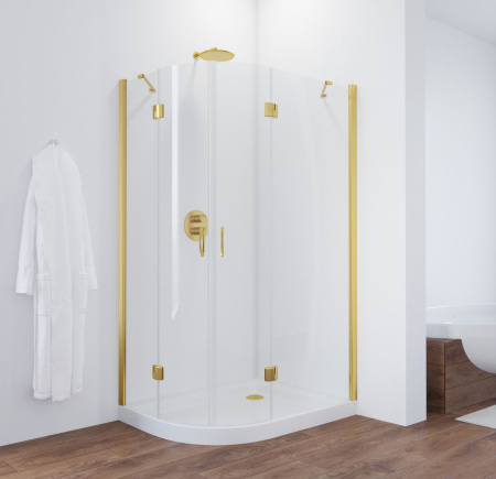 душевой уголок vegas glass afs-f 110*90 09 01 профиль золото, стекло, стекло прозрачное