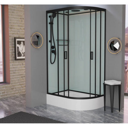 душевая кабина 120x80x220 см frank f412/1l м black 20066 текстурное стекло