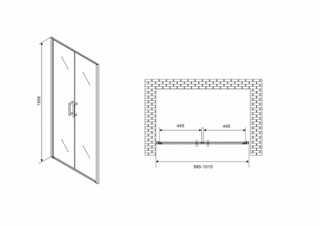 душевая дверь abber sonnenstrand 100 ag04100c профиль хром, стекло прозрачное