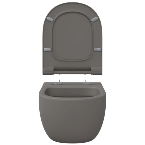 унитаз подвесной berges ego xl 083216 безободковый, с сиденьем микролифт, серый матовый