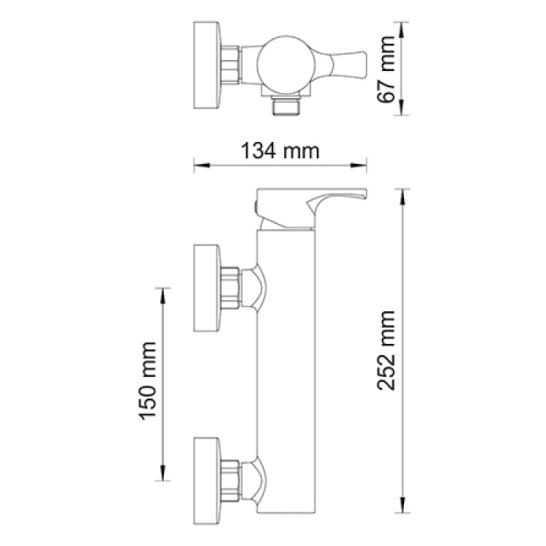 смеситель для душа, wasserkraft berkel 4802 цвет хром