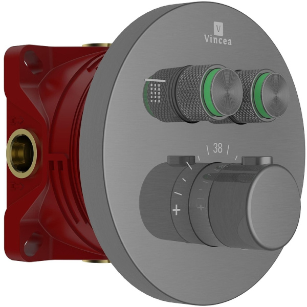 смеситель для душа vincea vscv-322t-mgm с термостатом вороненая сталь