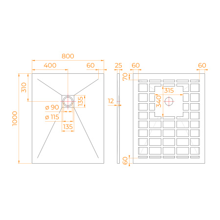 душевой поддон прямоугольный rgw stone tray-w 800x1200